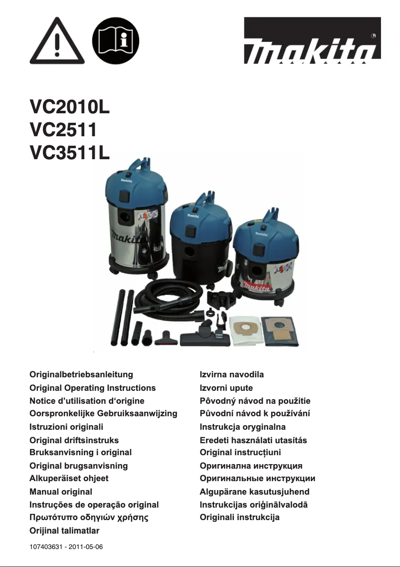 Page 1 of the manual User Manual Makita VC2010L