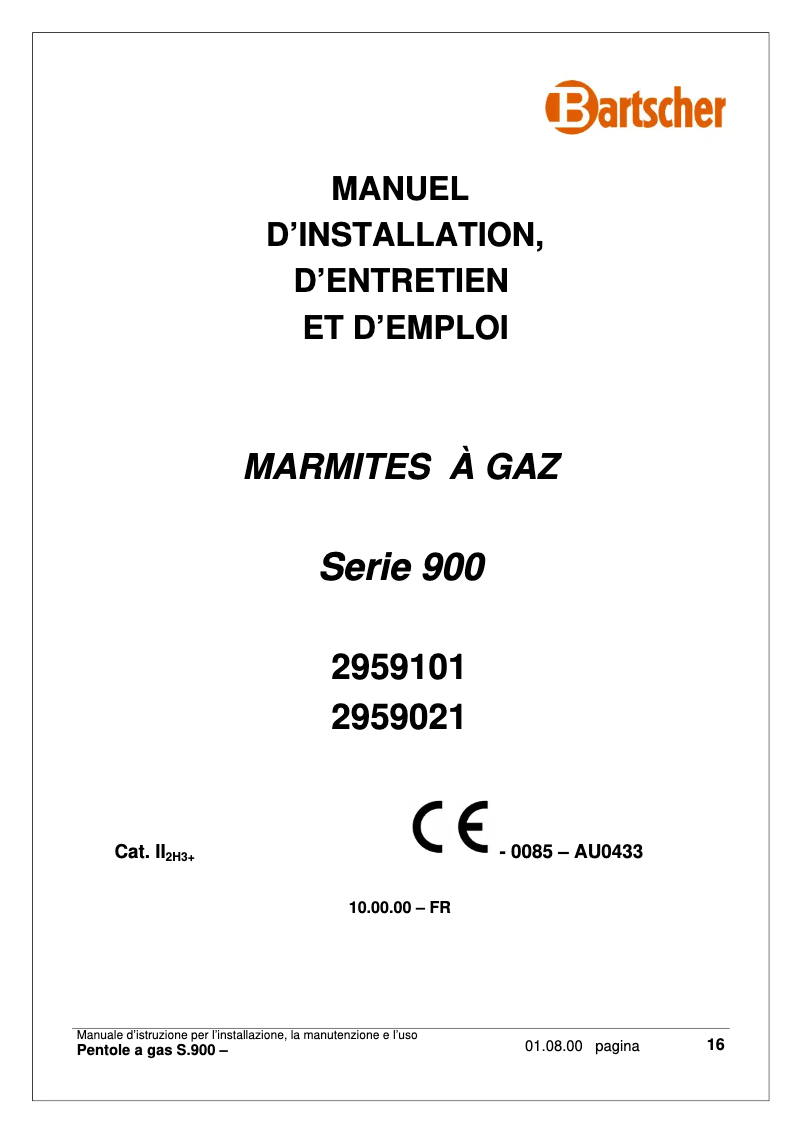 Page 1 of the manual User Manual Bartscher 296911