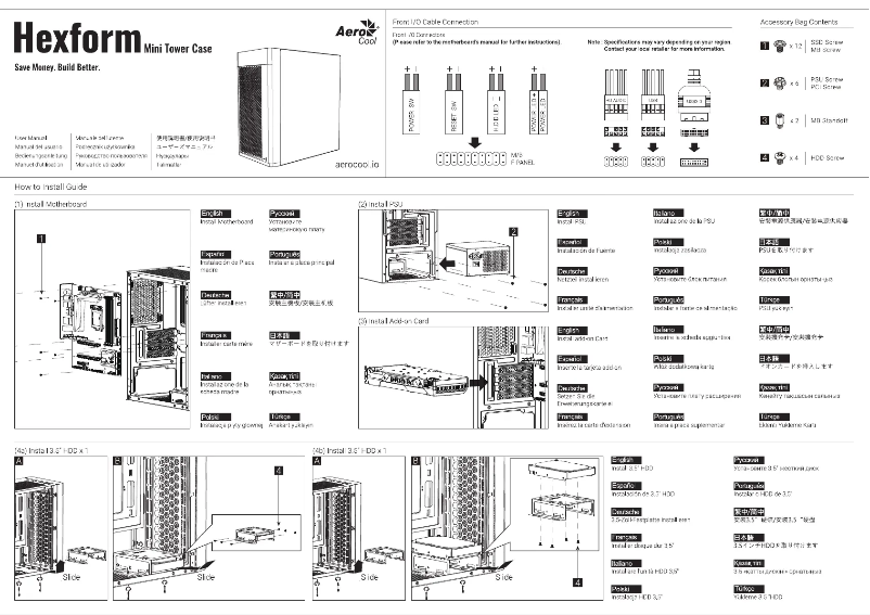 First page image of the manual for Hexform
