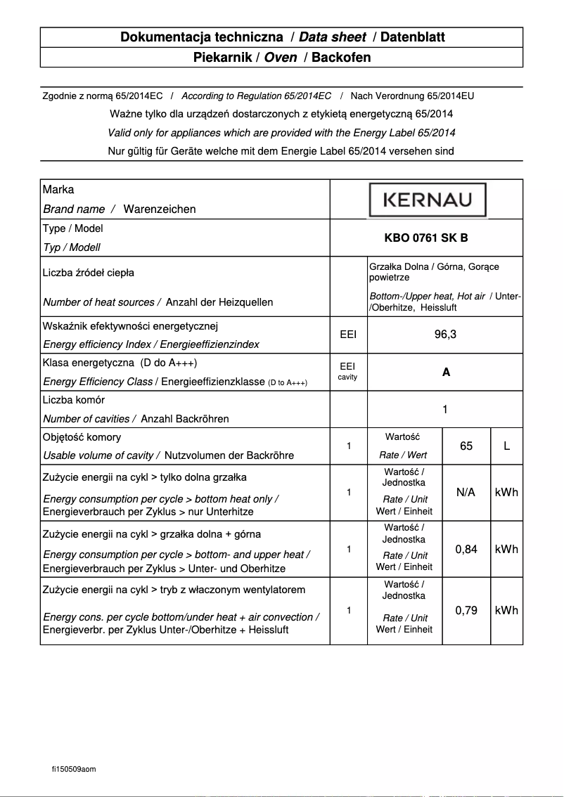 First page image of the manual for KBO 0761 SK B