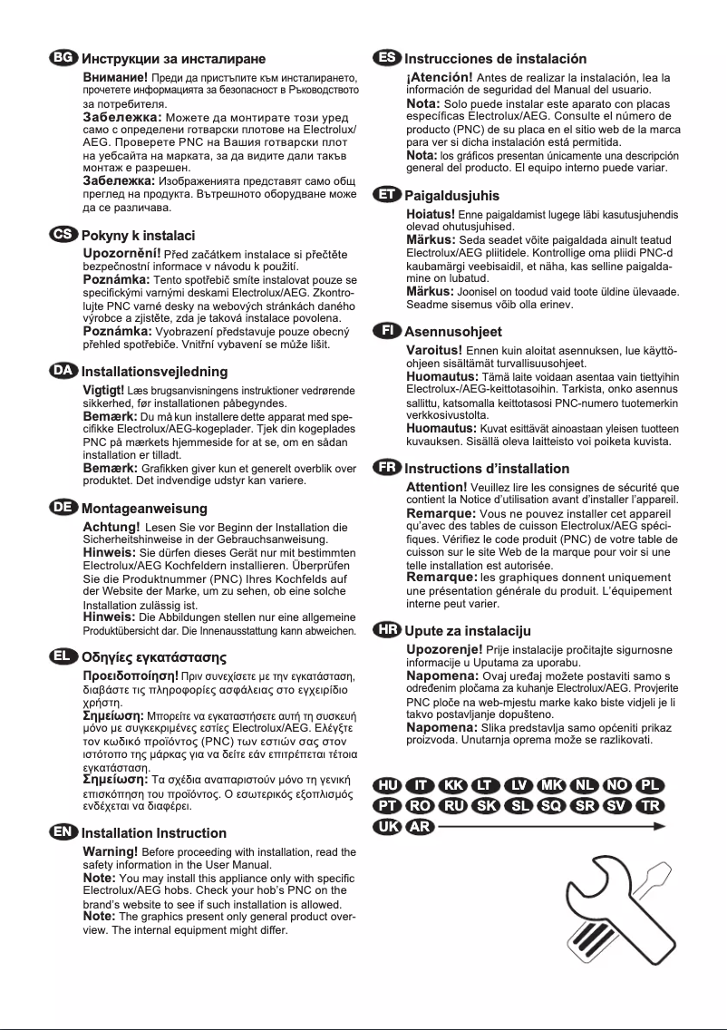 Page 1 of the manual Installation Guide Zanussi ZEAN82FR