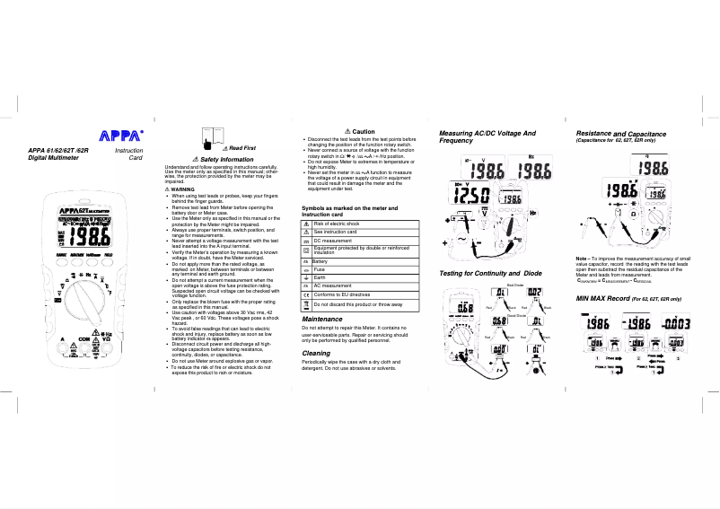 Page 1 of the manual User Manual APPA 62R