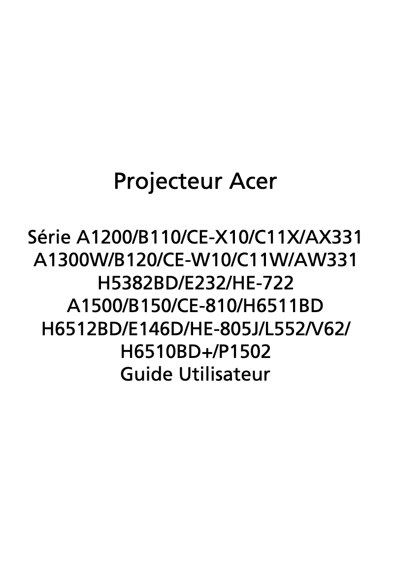 Page 1 of the manual User Manual Acer P1502