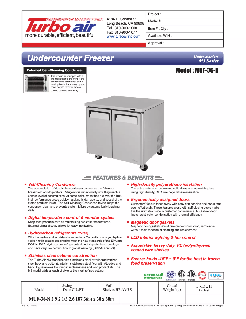 First page image of the manual for MUF-36