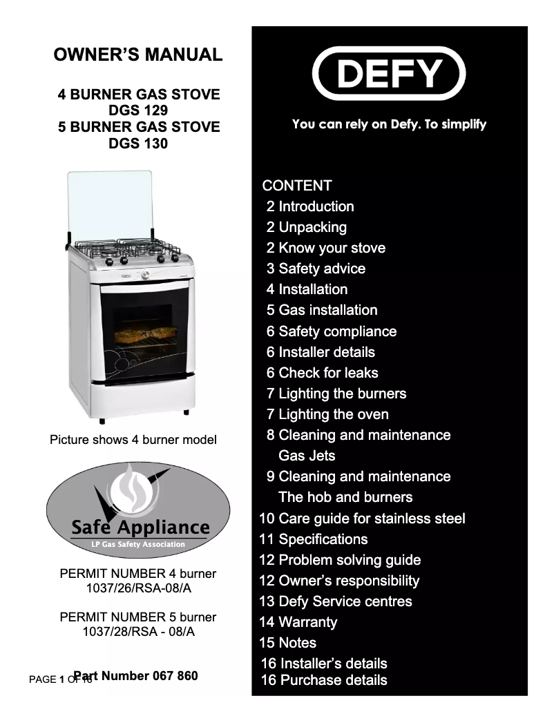 First page image of the manual for DGS130