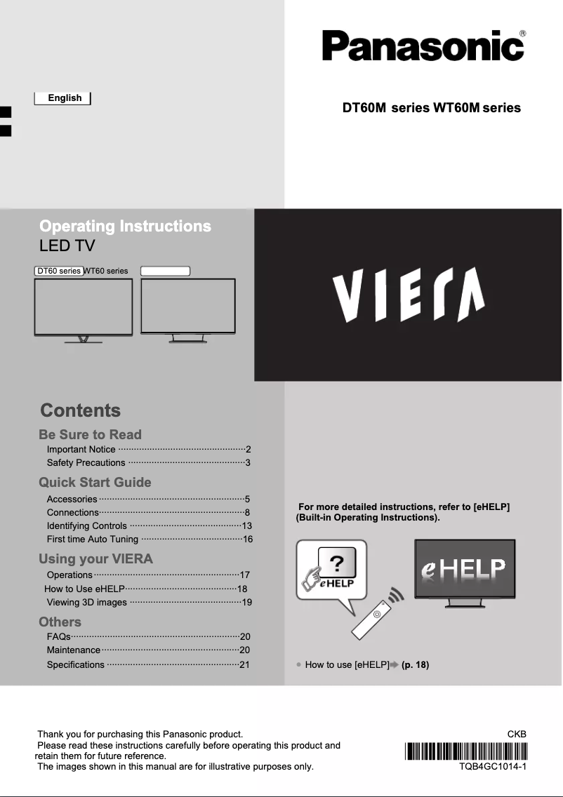 Page 1 of the manual User Manual Panasonic Viera TH-L55WT60M