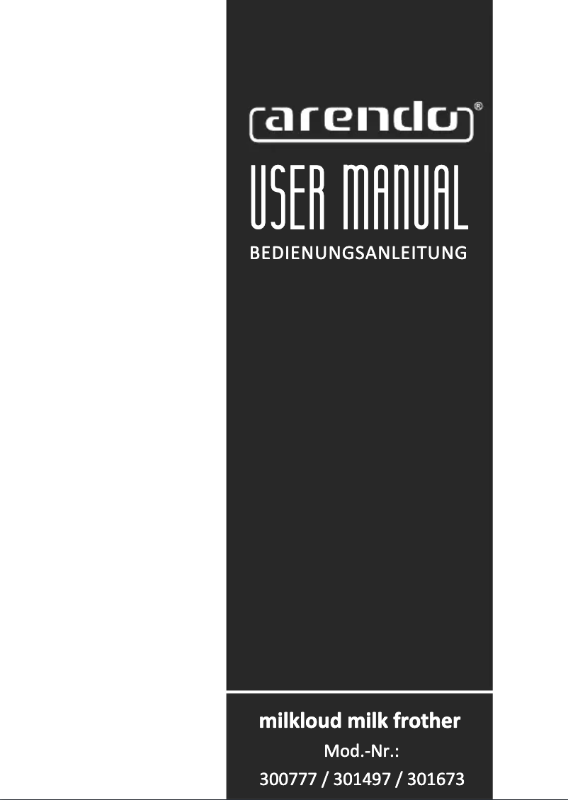 Page 1 of the manual User Manual Arendo Milkloud 301673