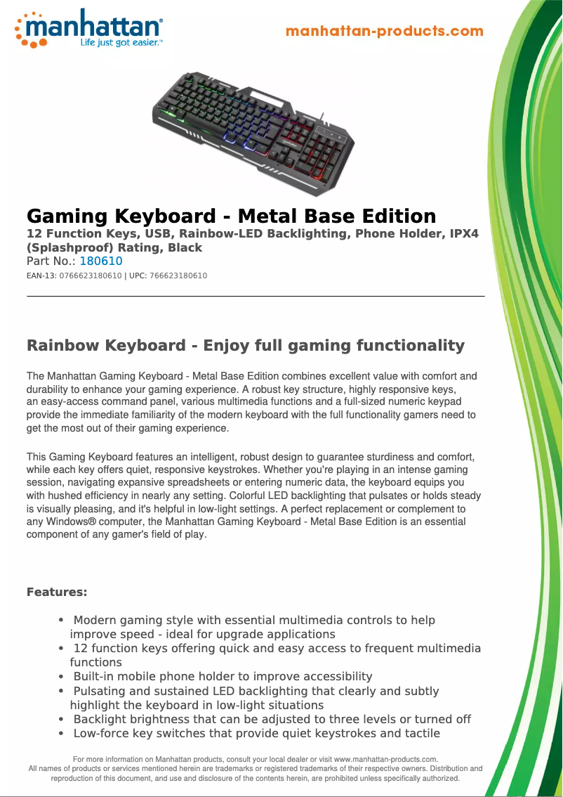 First page image of the manual for 180610