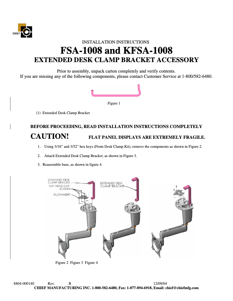 Page 1 of the manual User Manual Chief KSA1008S