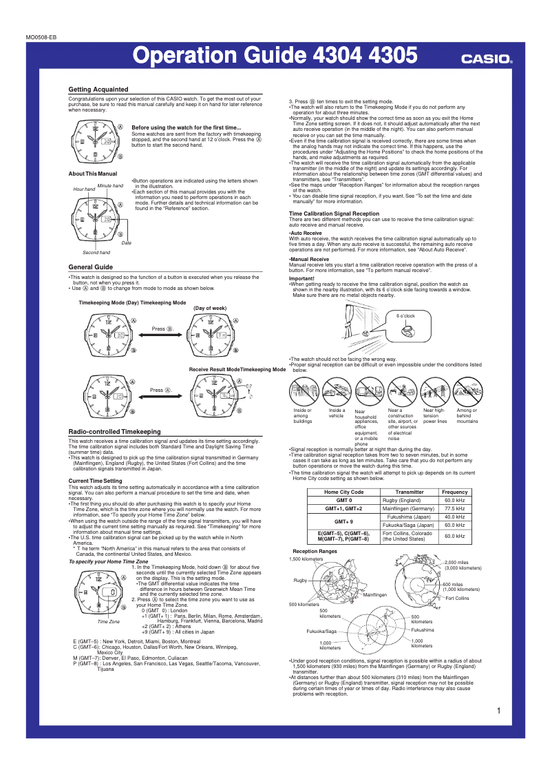 Page 1 of the manual User Manual Casio 4304