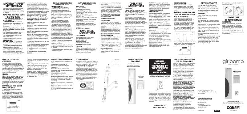 First page image of the manual for Girlbomb NPGBT02