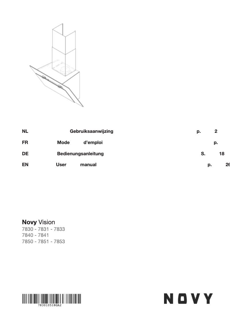 Page 1 of the manual User Manual Novy Vision 7850