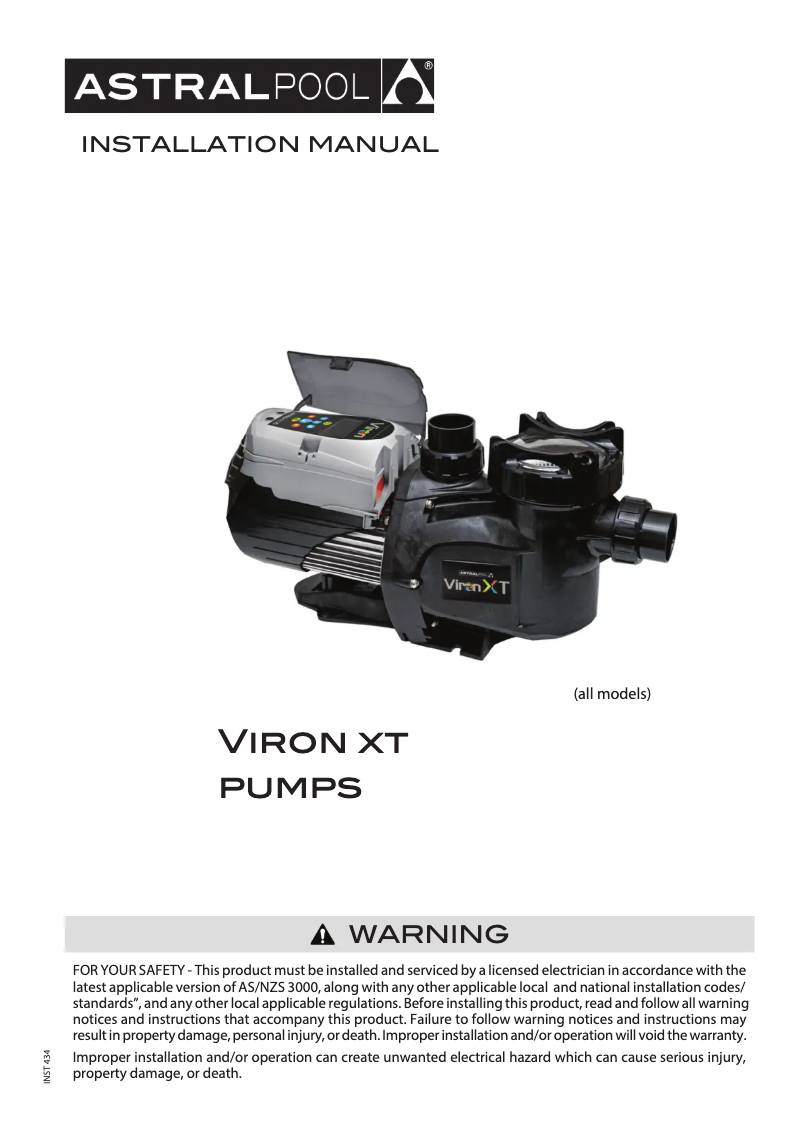Page 1 of the manual User Manual AstralPool Viron P520 XT