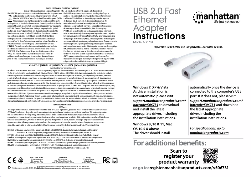 Page 1 of the manual User Manual Manhattan 506731