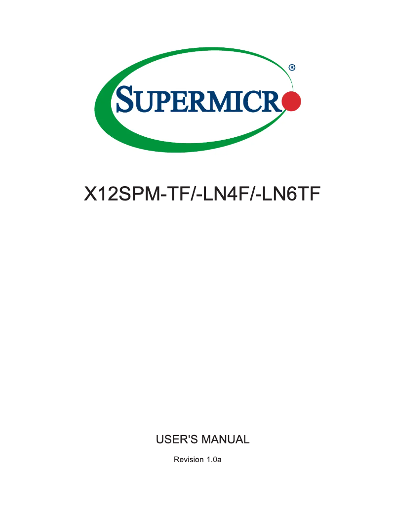 Page 1 of the manual User Manual Supermicro X12SPM-LN6TF