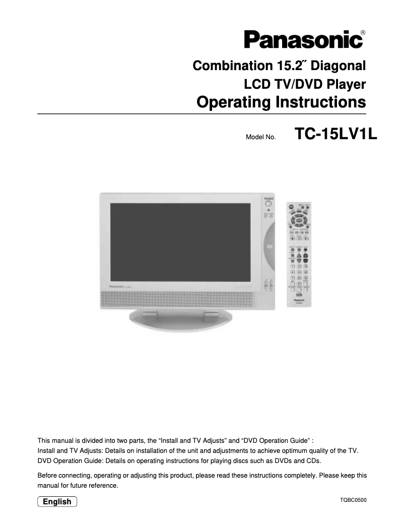 Page 1 of the manual User Manual Panasonic TC-15LV1L