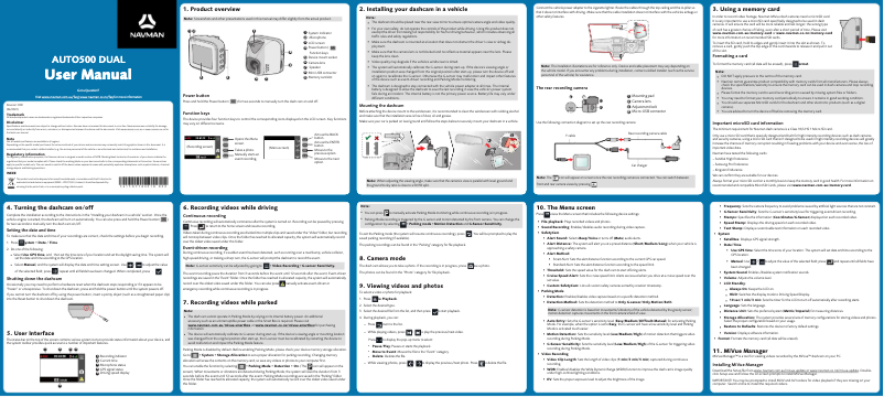 Page 1 of the manual User Manual Navman AUTO500 DUAL