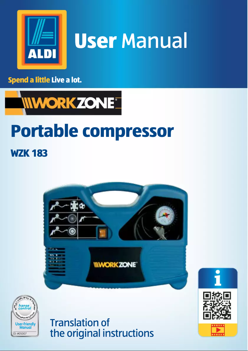 Page 1 of the manual User Manual Workzone WZK 183