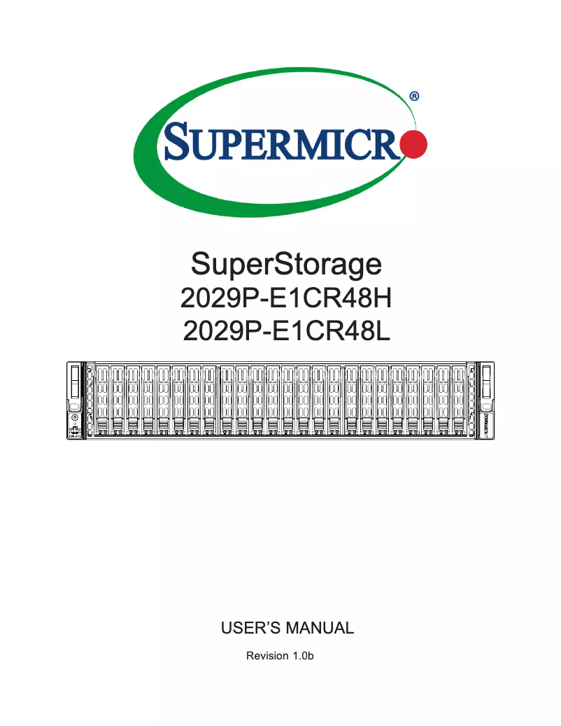 Page 1 of the manual User Manual Supermicro SuperStorage 2029P-E1CR48H
