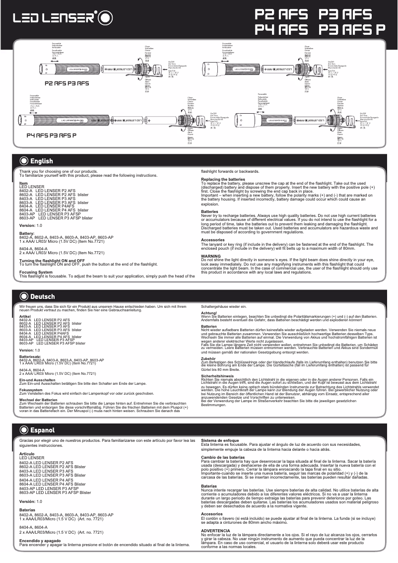 First page image of the manual for P3 Speed Focus