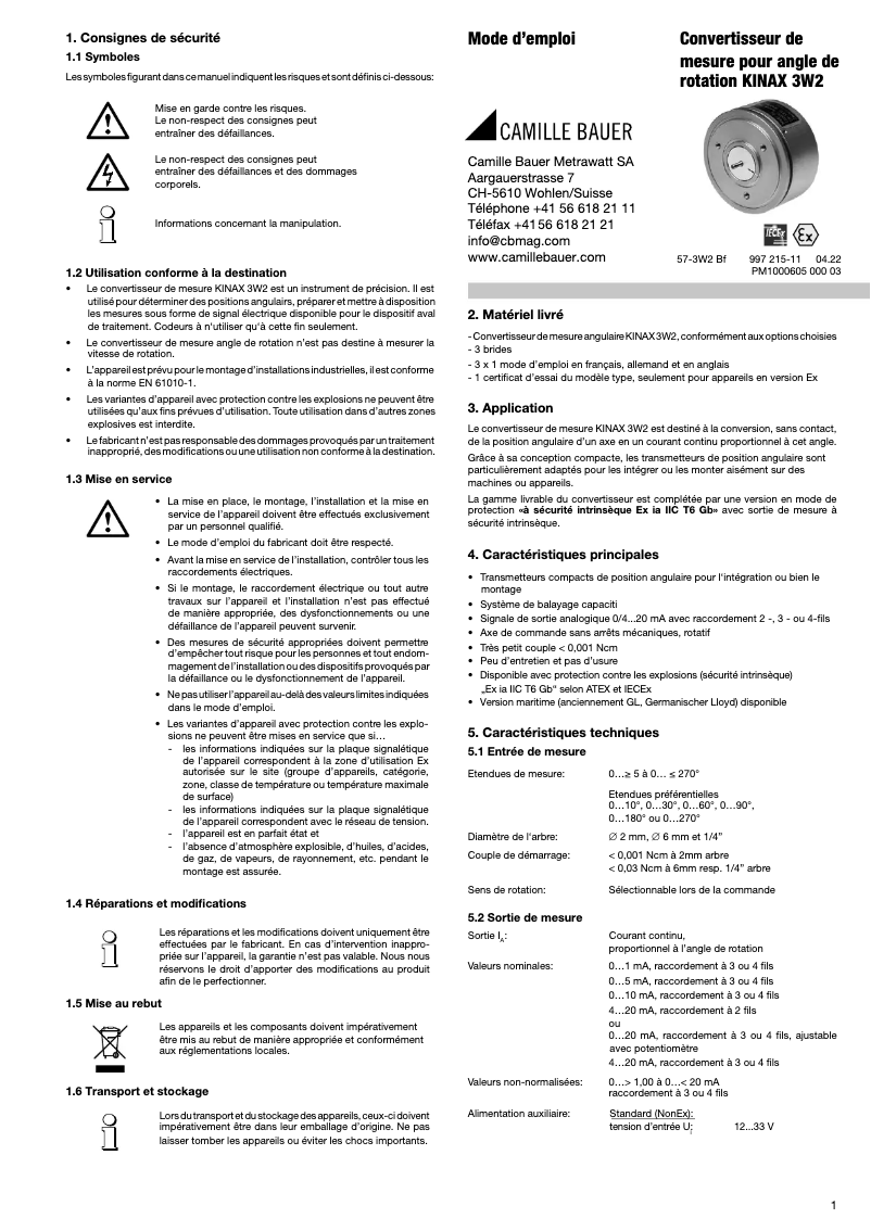 First page image of the manual for KINAX 3W2