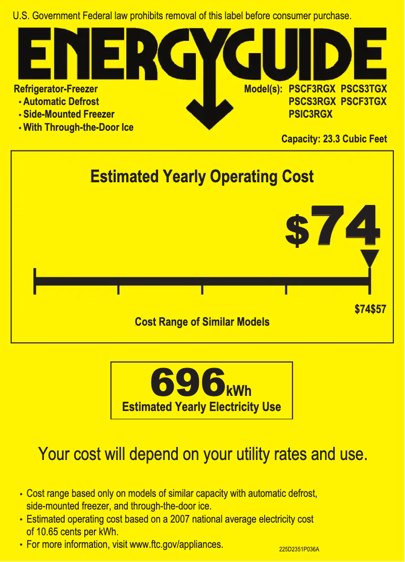 Page 1 of the manual Energy Label GE PSCS3TGXSS