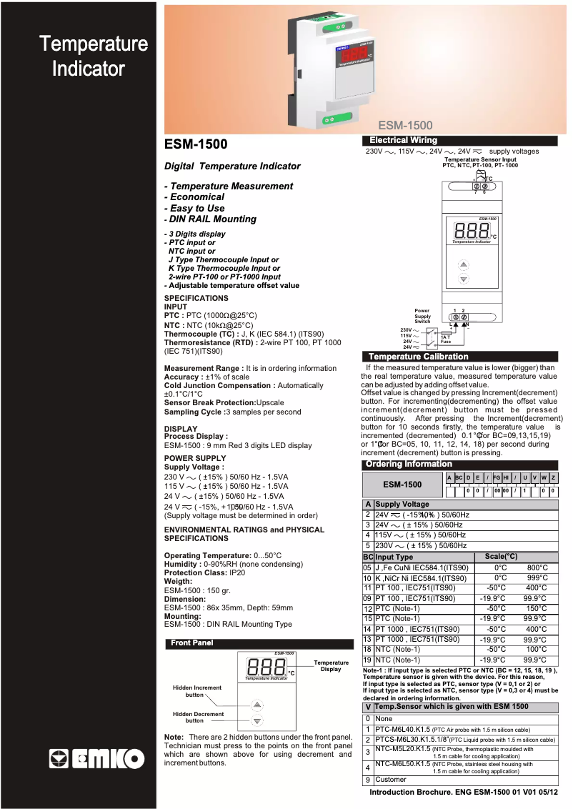 First page image of the manual for ESM-1500