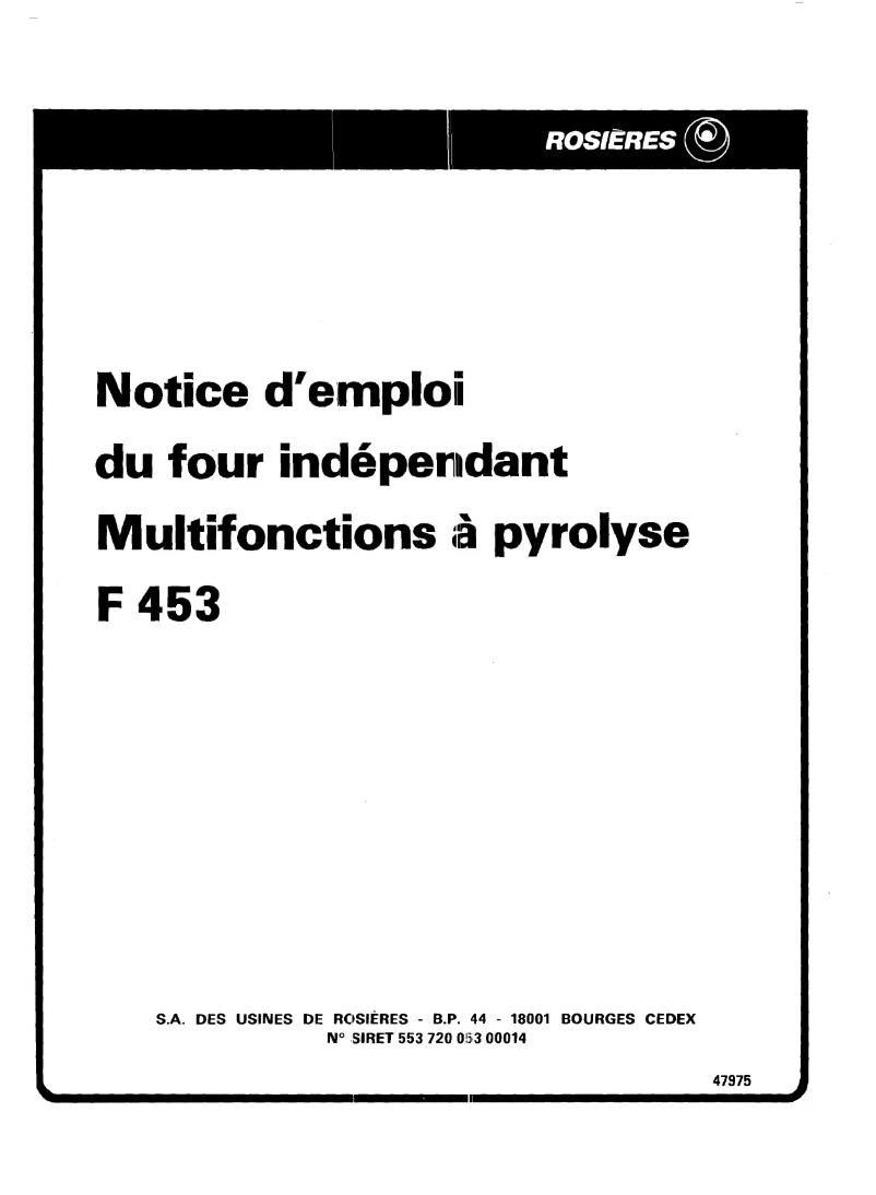 First page image of the manual for F 453