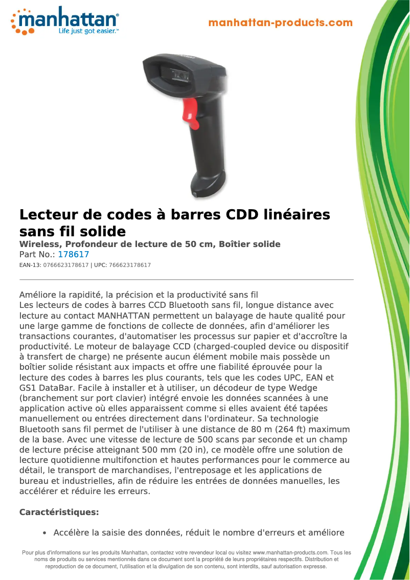 Page 1 of the manual Technical Sheet Manhattan 178617