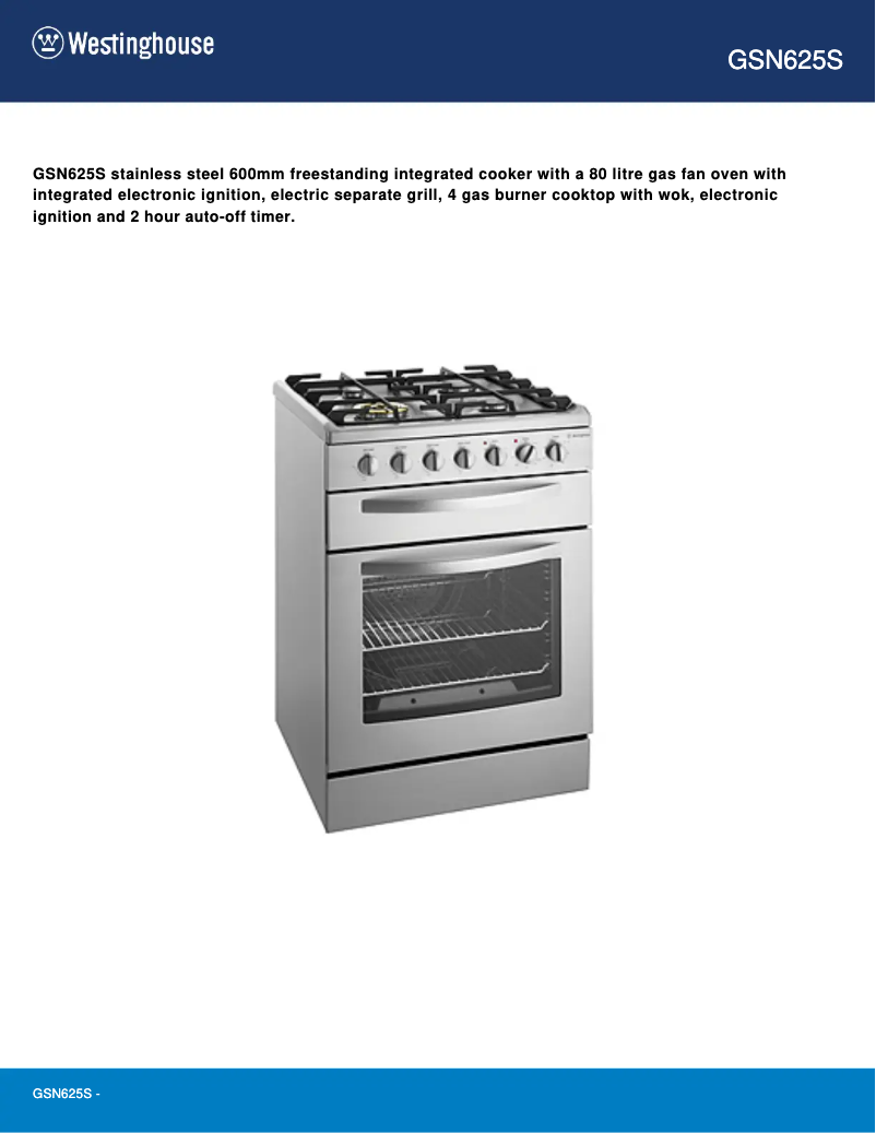 First page image of the manual for GSN625S