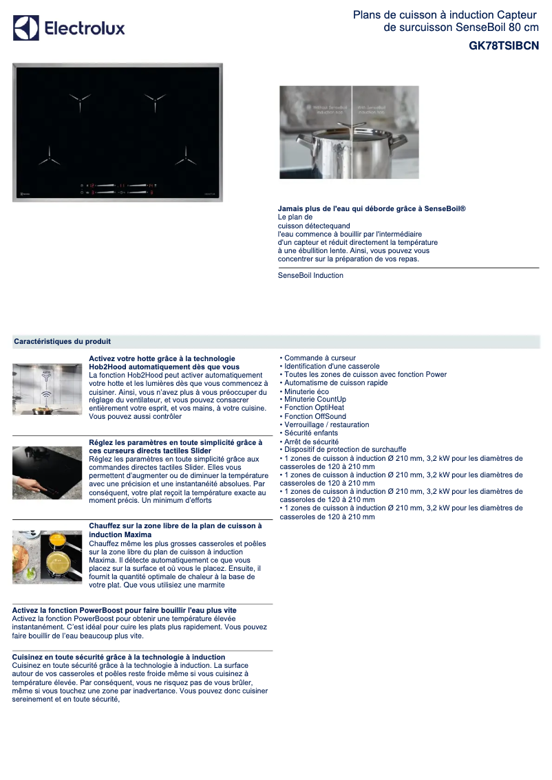 Page 1 of the manual Technical Sheet Electrolux GK78TSIBCN