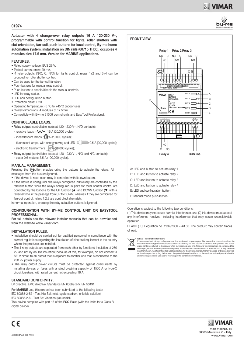 First page image of the manual for 01974
