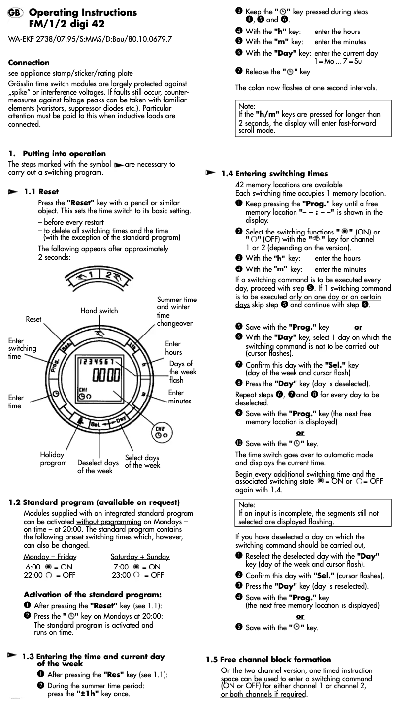 First page image of the manual for FM 2 digi 42