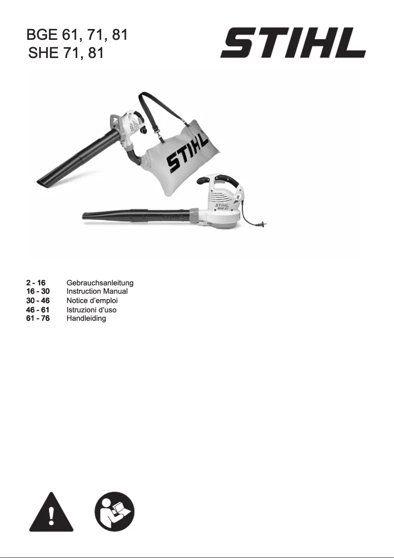Page 1 of the manual User Manual Stihl SHE 71