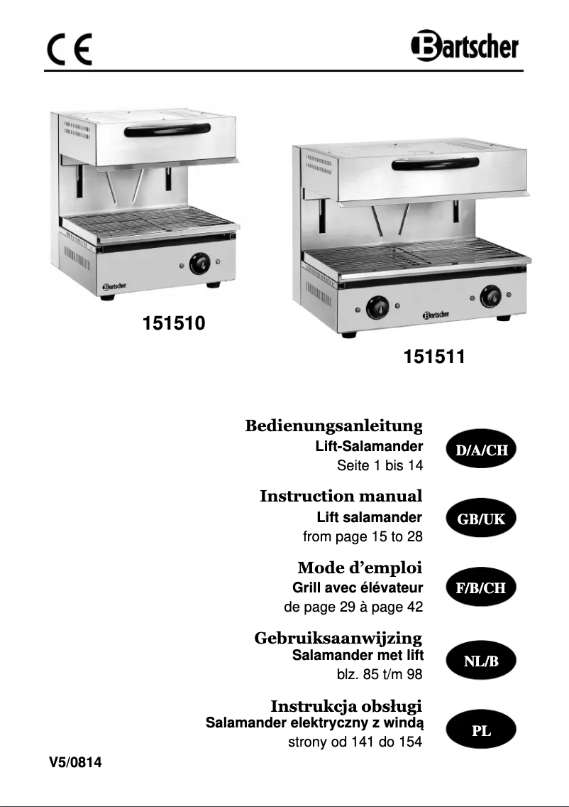 Page 1 of the manual Technical Sheet Bartscher 500-1Z