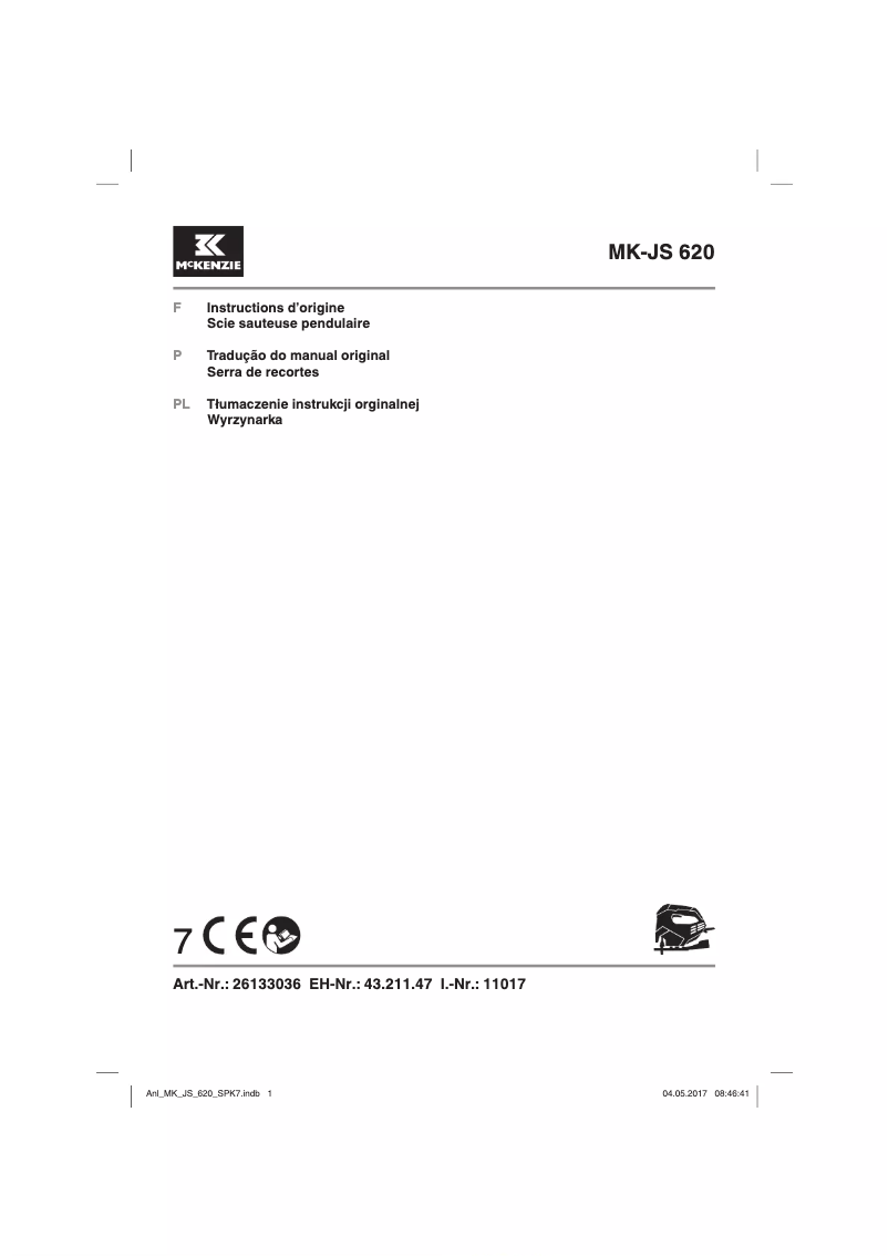 First page image of the manual for MK-JS 620