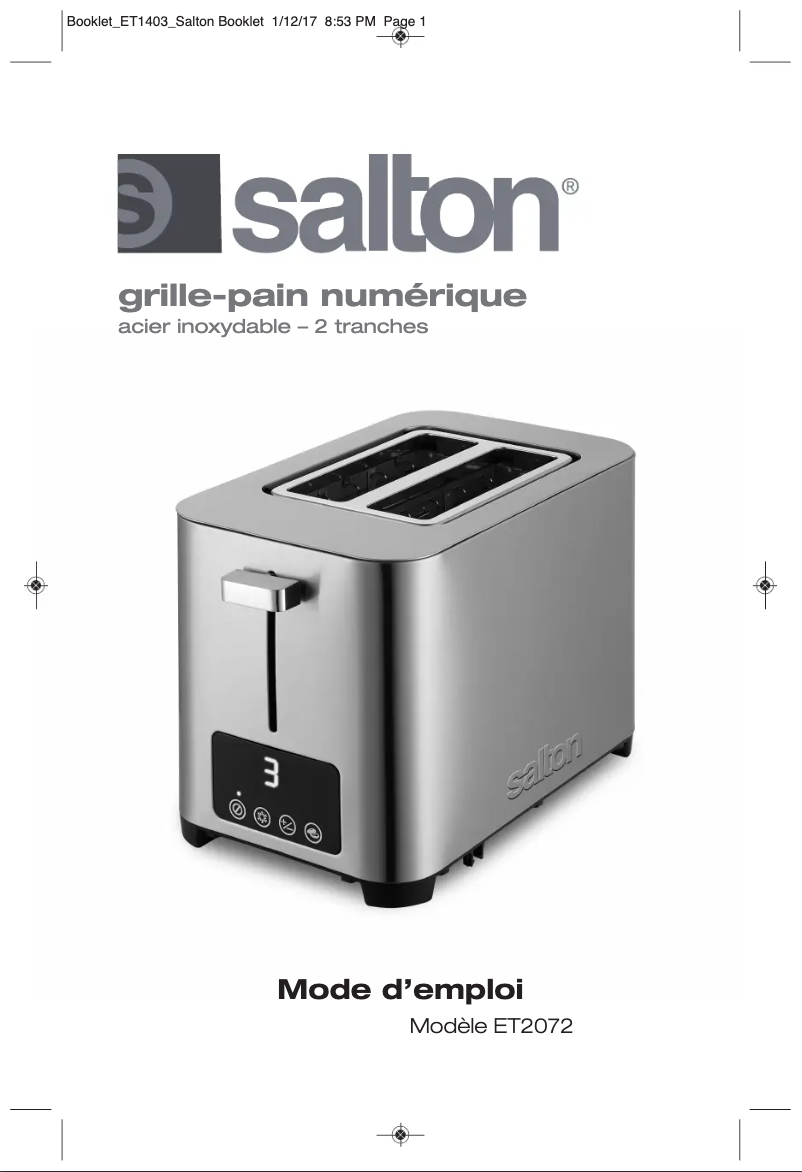 Page 1 of the manual User Manual Salton ET2072