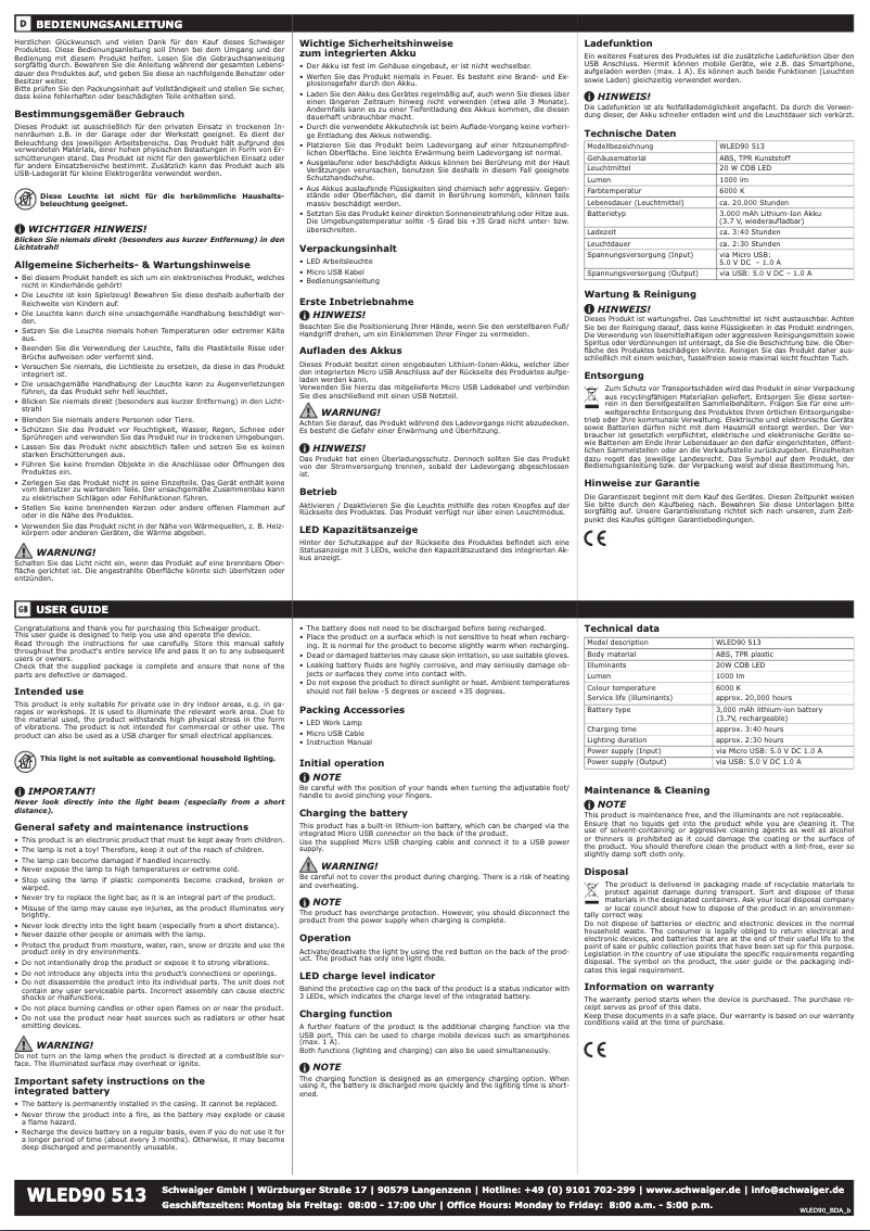 Image de la première page du manuel de l'appareil WLED90 513