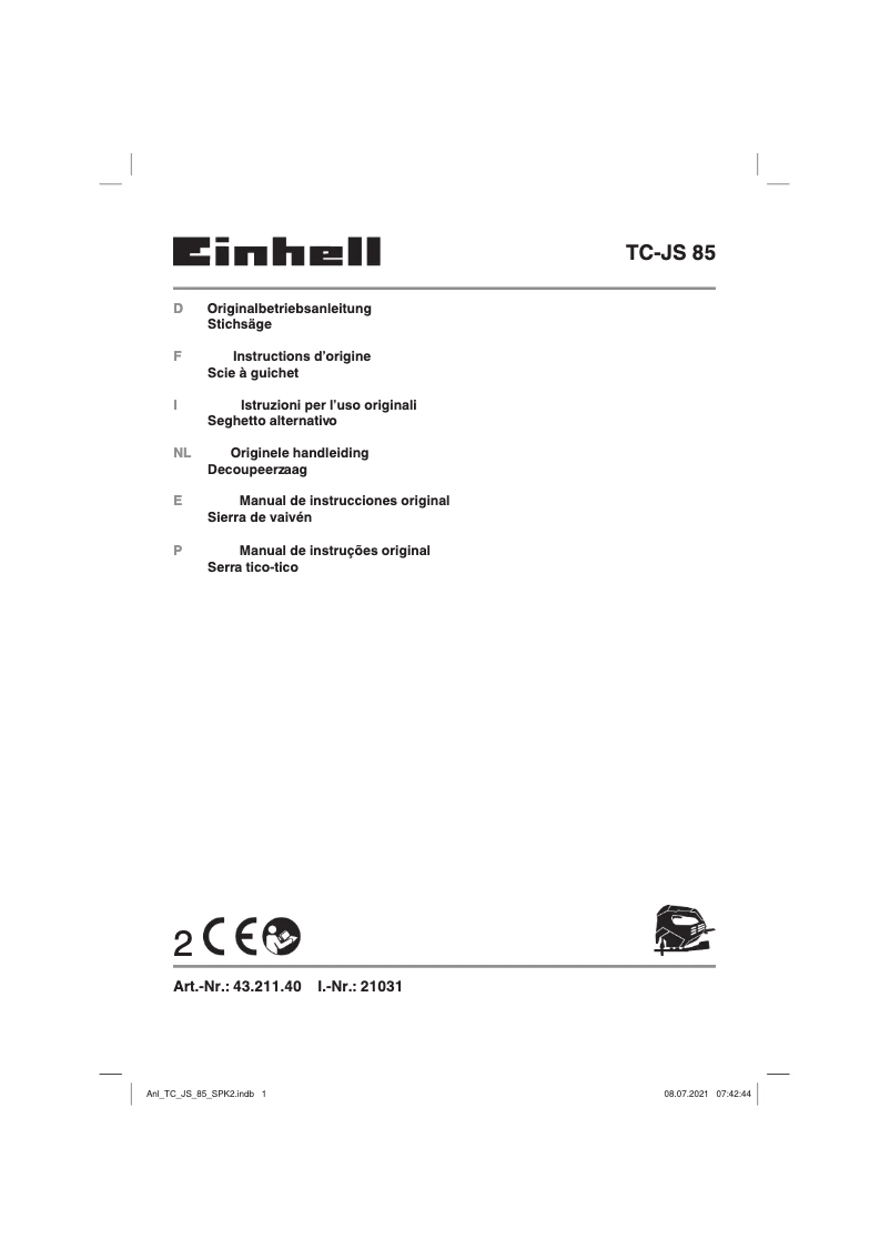 First page image of the manual for TC-JS 85