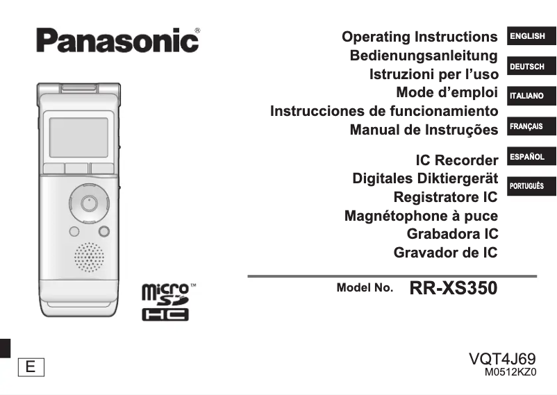 Page 1 of the manual User Manual Panasonic RR-XS350