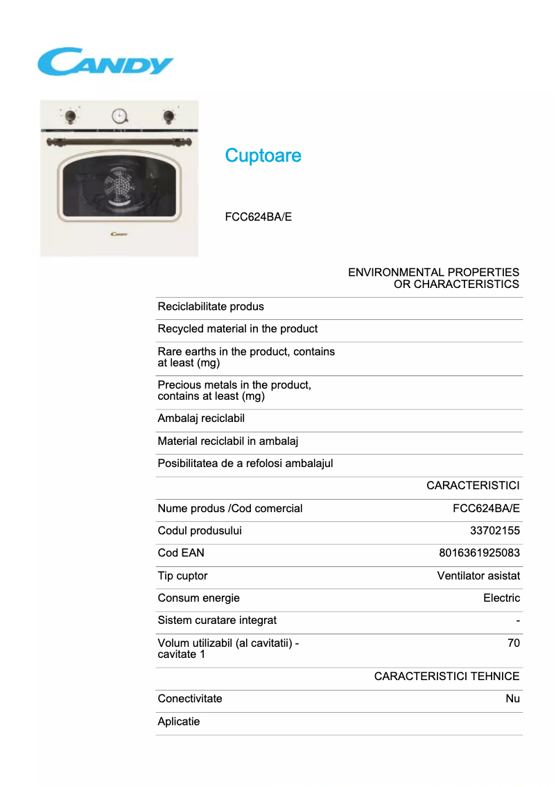 First page image of the manual for FCC624BA/E