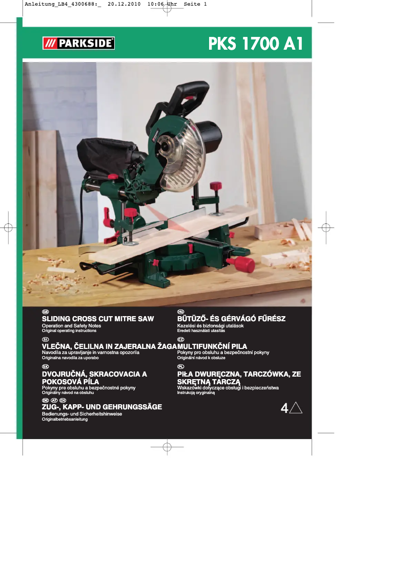 Page 1 of the manual User Manual Parkside PKS 1700 A1