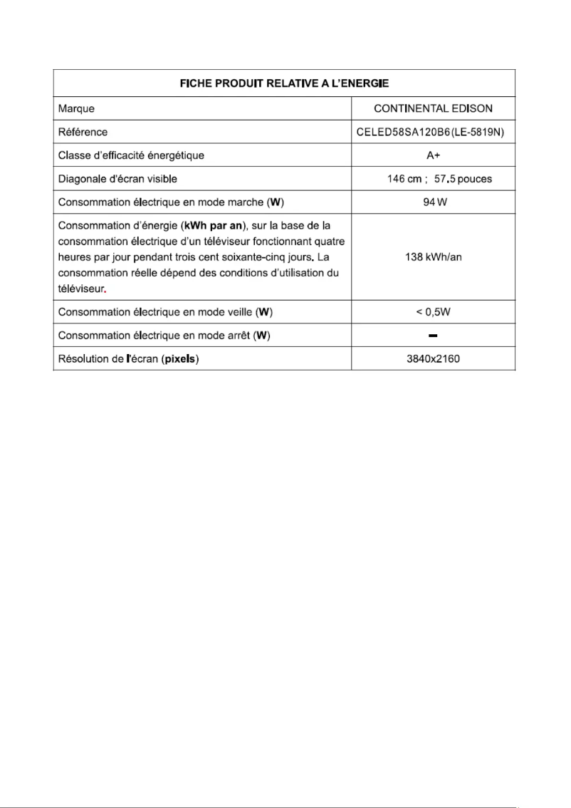 First page image of the manual for CELED58SA120B6