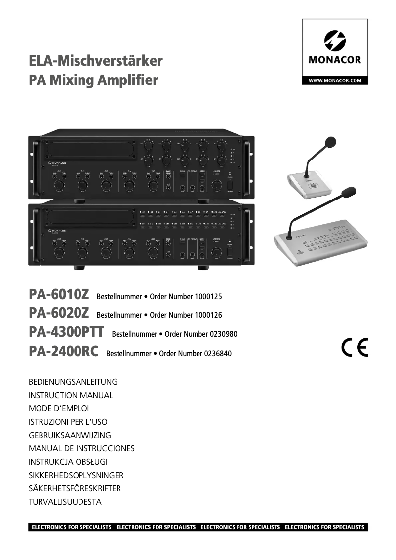 Page 1 of the manual User Manual Monacor PA-6020Z
