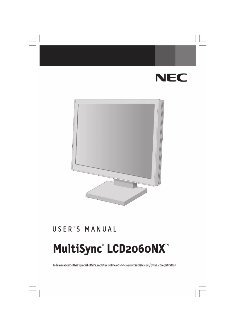 First page image of the manual for MultiSync LCD2060NX