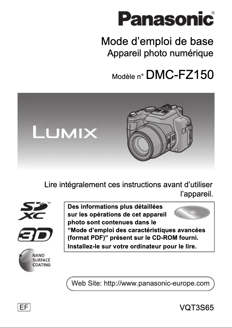 Page 1 of the manual User Manual Panasonic Lumix DMC-FZ150