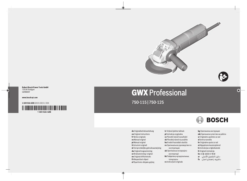 First page image of the manual for GWX 750-125 Professional