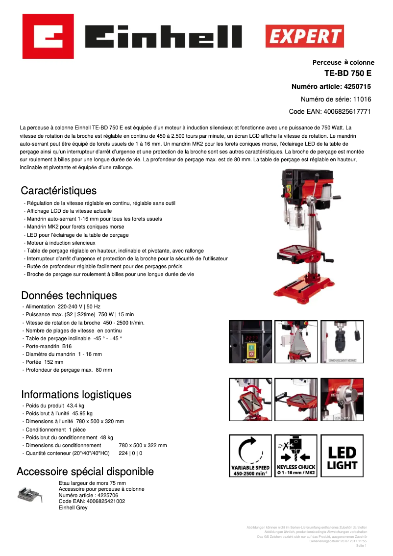 First page image of the manual for TE-BD 750 E
