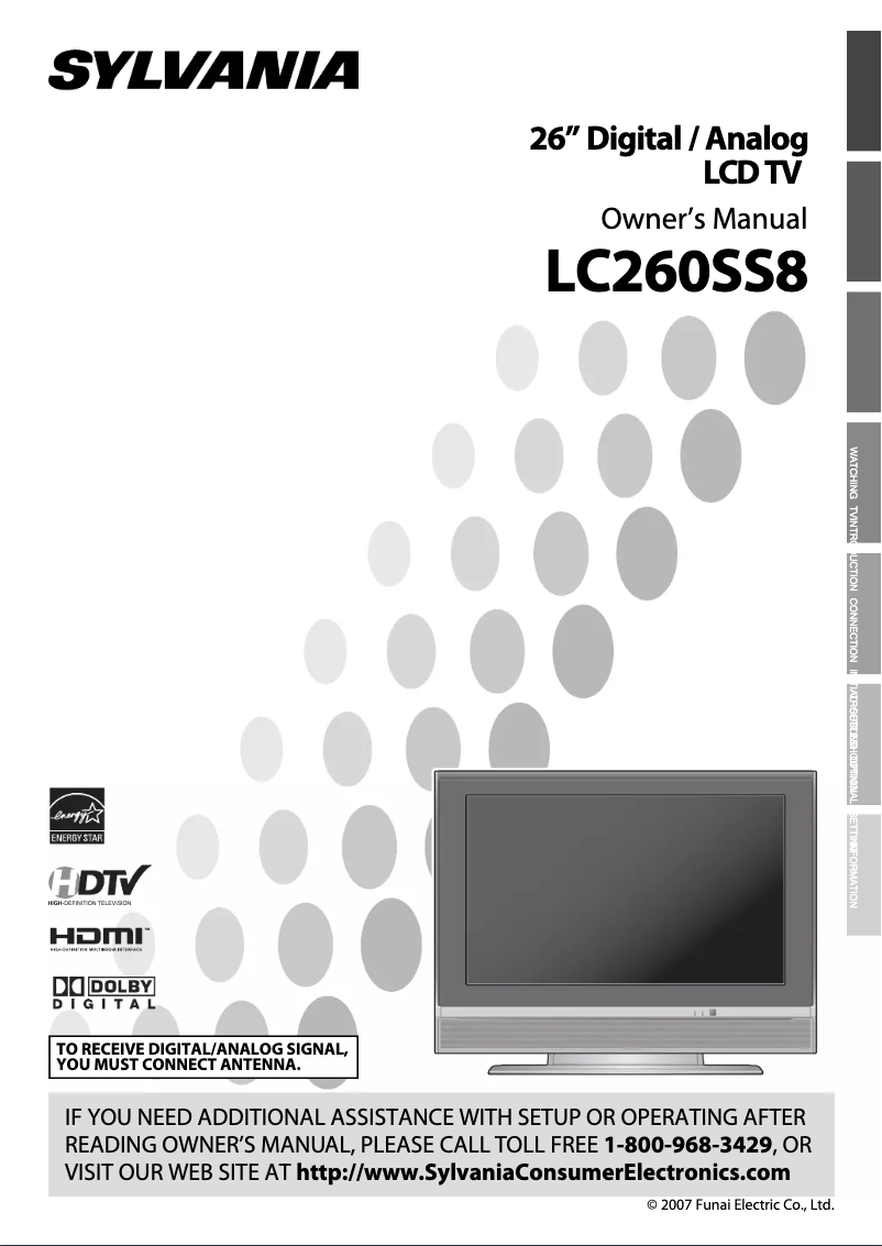 Page 1 of the manual User Manual Sylvania LC260SS8