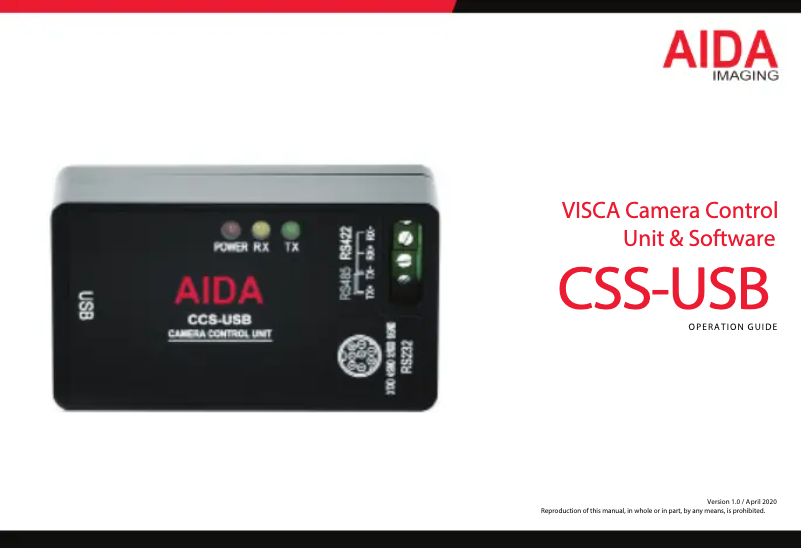 Page 1 of the manual User Manual Aida CCS-USB